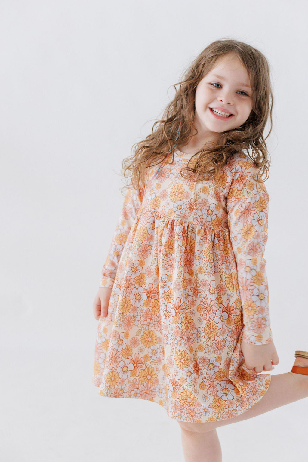 Retro Floral Dolman Sleeve Dress