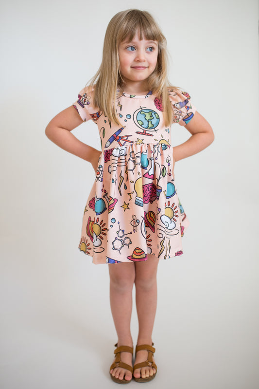 Little Scientist Puff Sleeve Dress