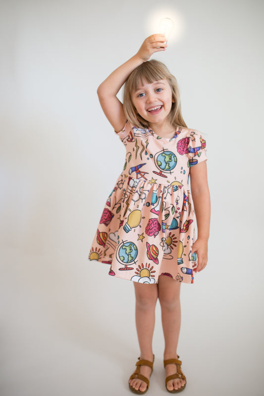 Little Scientist Puff Sleeve Dress