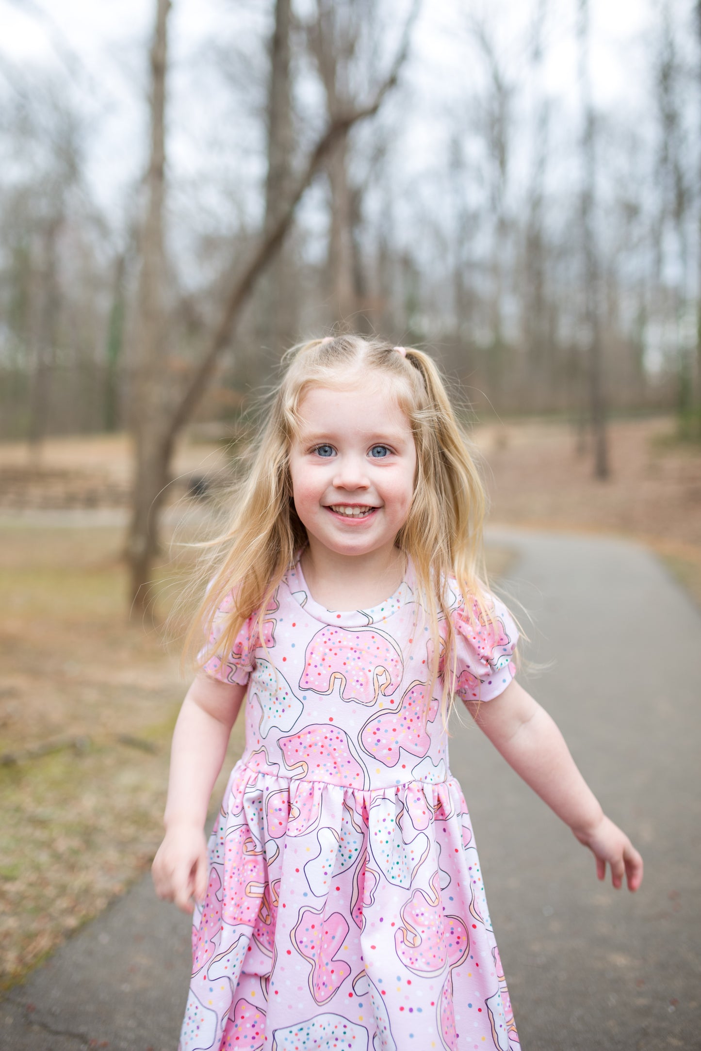 'Animal Cracker' Puff Sleeve Dress