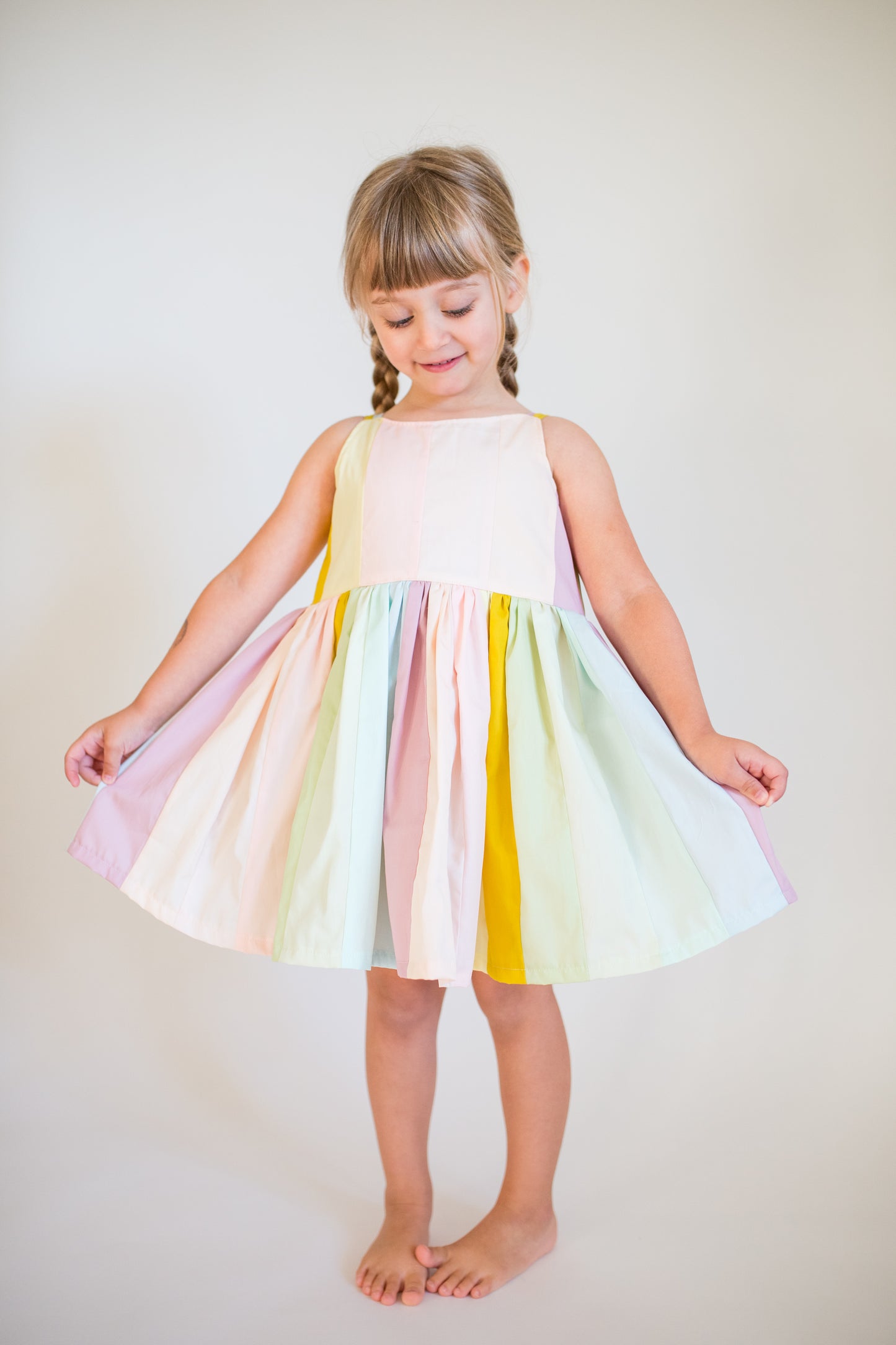 Pastel Quilted Rainbow Twirl Dress