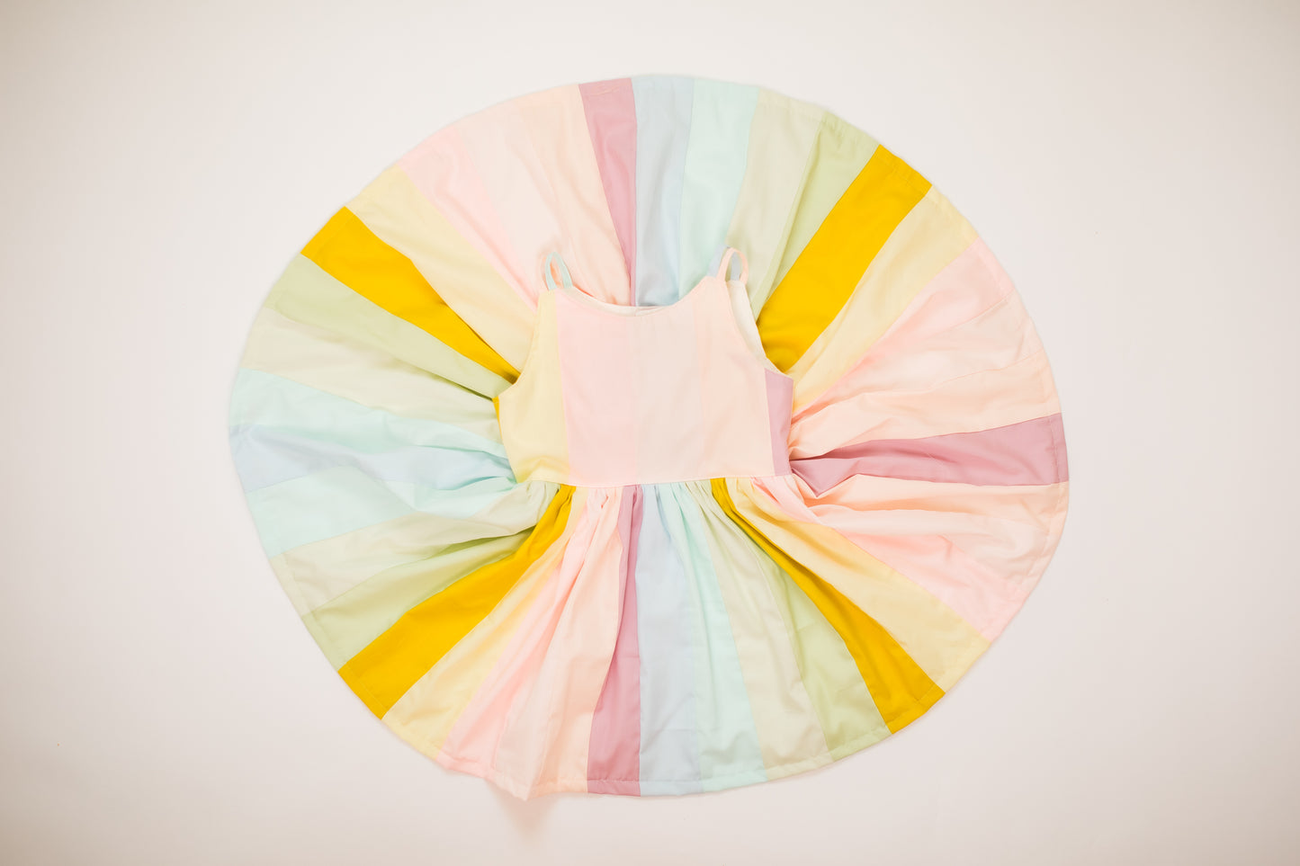 Pastel Quilted Rainbow Twirl Dress