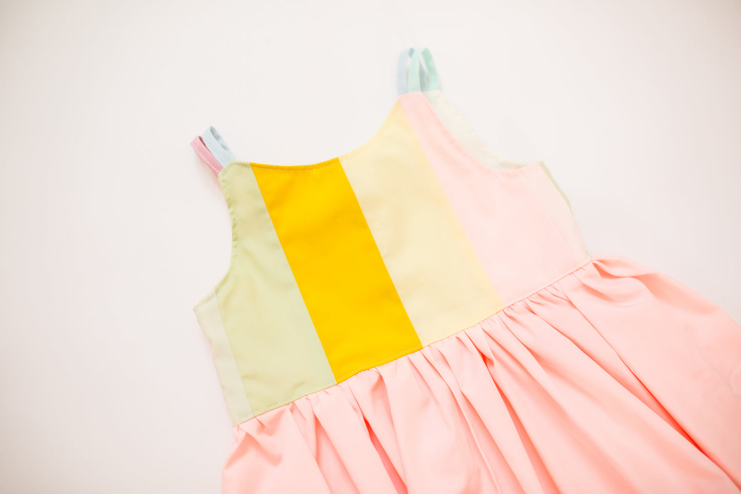 Pastel Half-Quilted Rainbow Twirl Dress