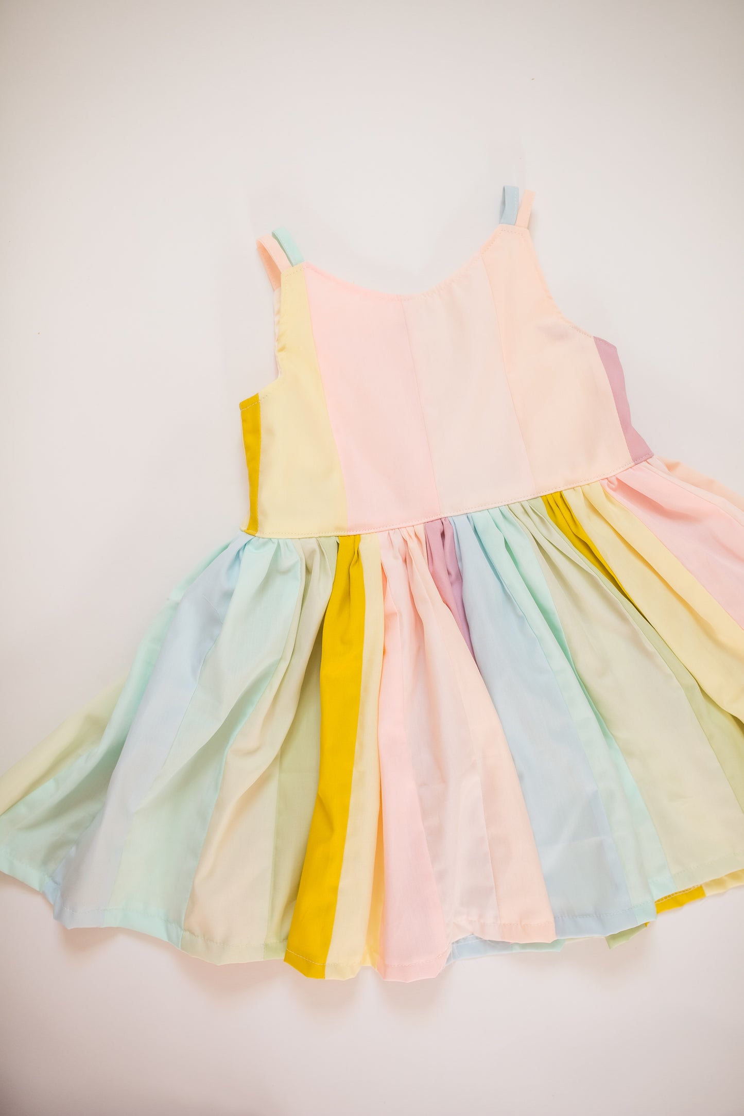 Pastel Quilted Rainbow Twirl Dress