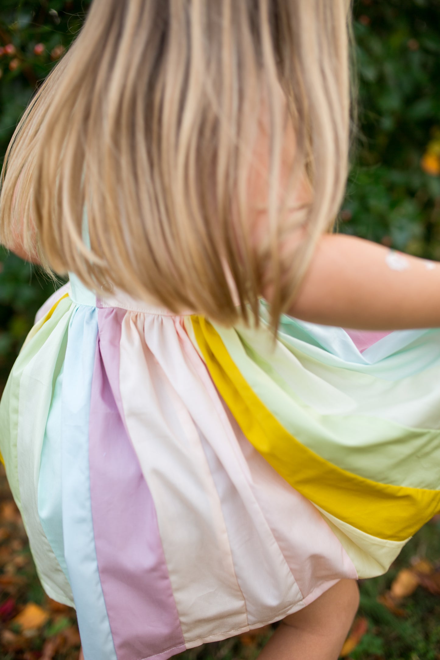 Pastel Quilted Rainbow Twirl Dress