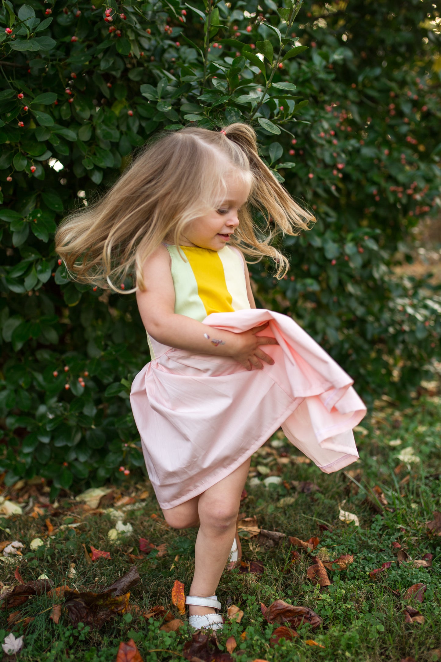 Pastel Half-Quilted Rainbow Twirl Dress