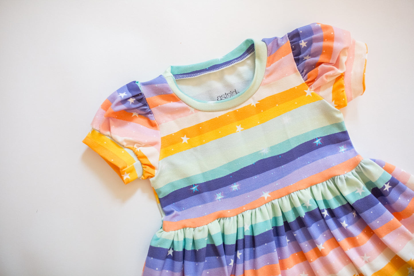 'Rainbow Magic' Puff Sleeve Dress