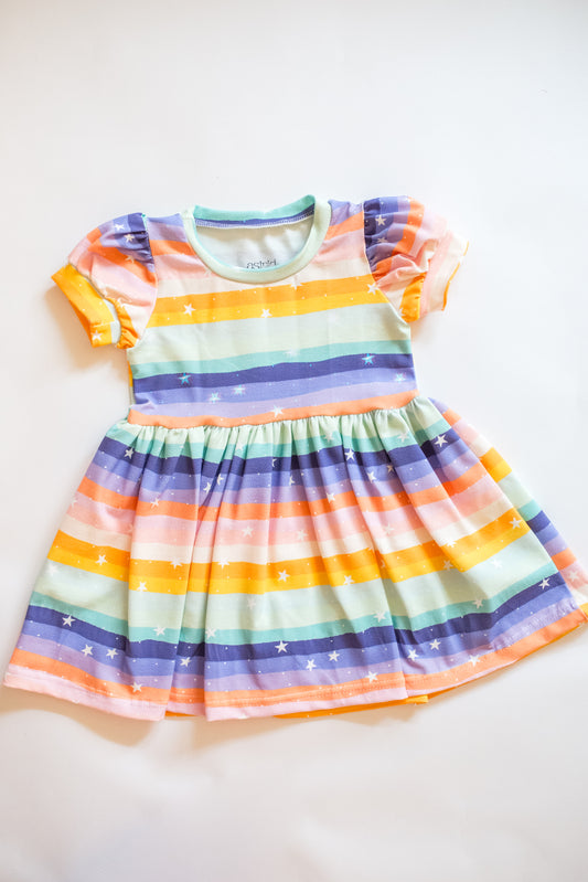 'Rainbow Magic' Puff Sleeve Dress