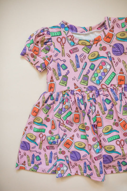 Little Artist Puff Sleeve Dress - Astrid & Friends