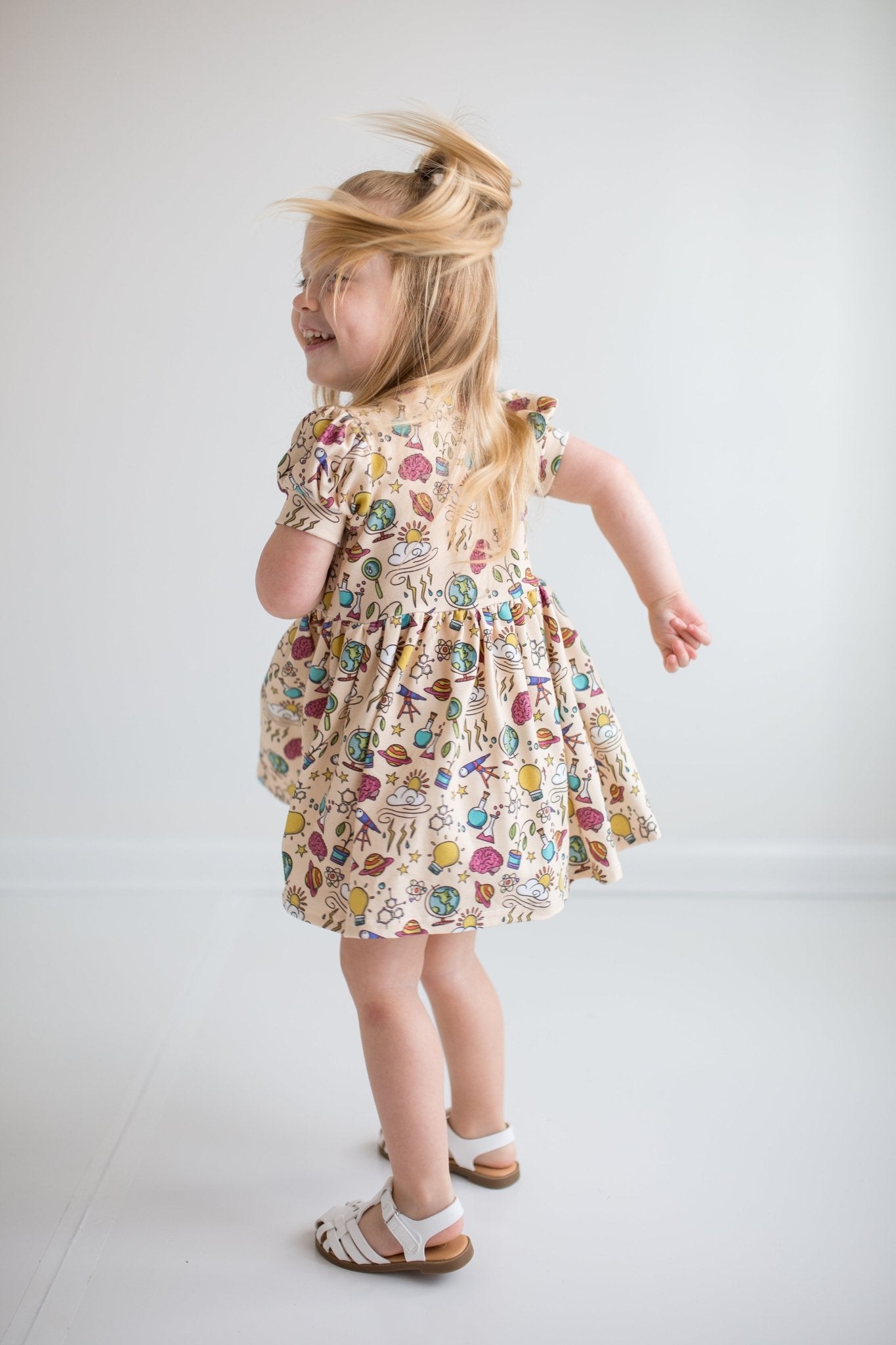 Little Scientist Puff Sleeve Dress - Astrid & Friends