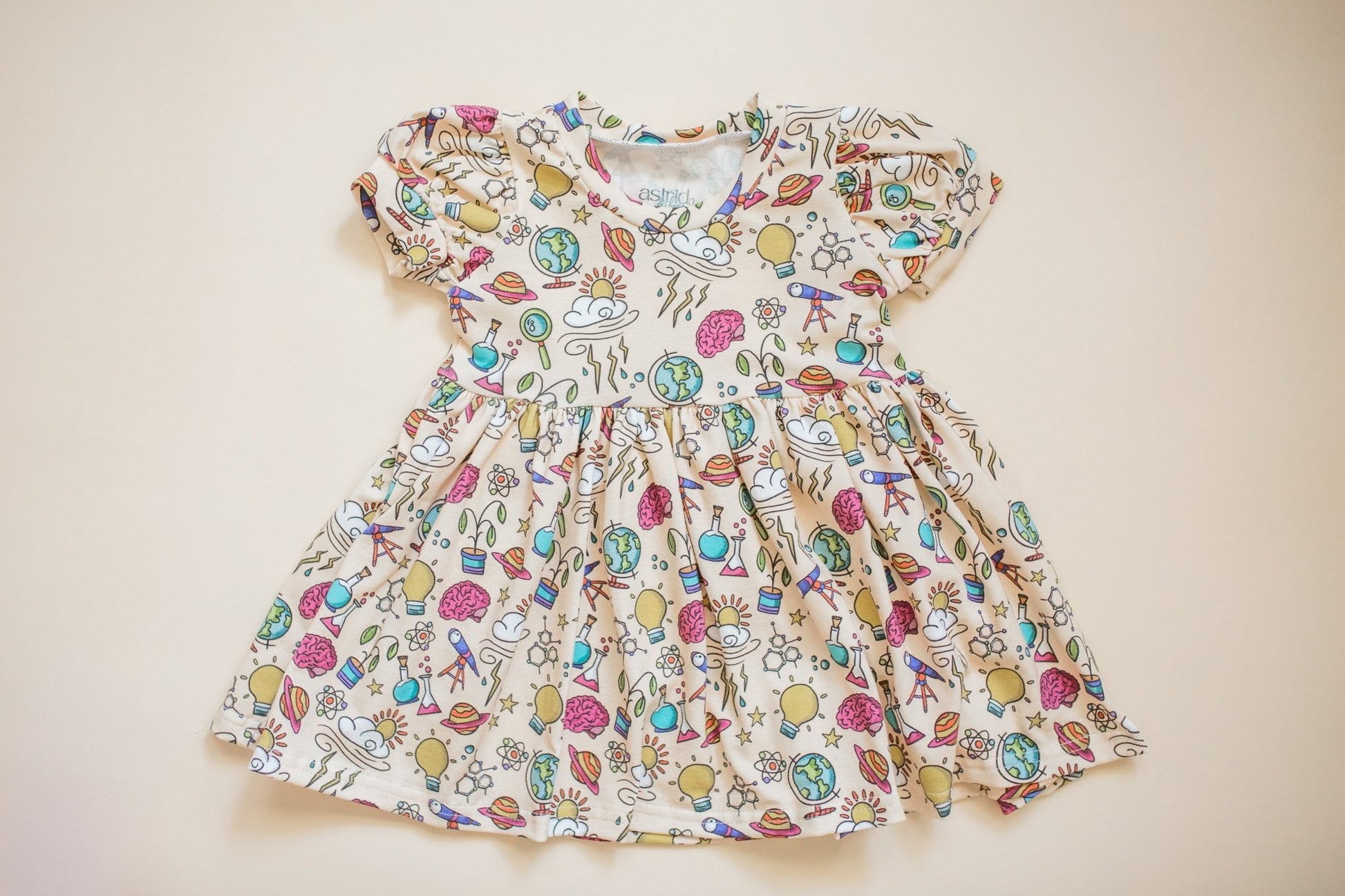 Little Scientist Puff Sleeve Dress - Astrid & Friends