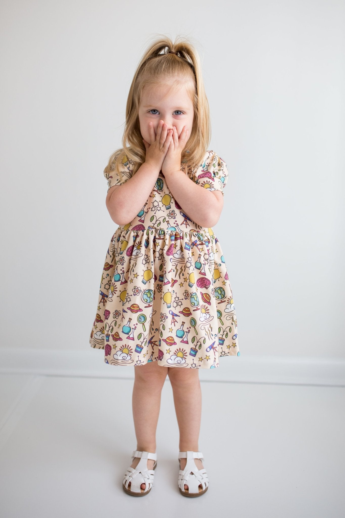 Little Scientist Puff Sleeve Dress - Astrid & Friends