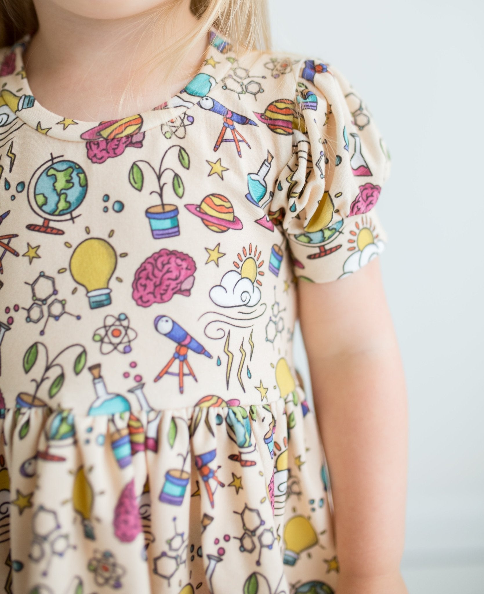 Little Scientist Puff Sleeve Dress - Astrid & Friends