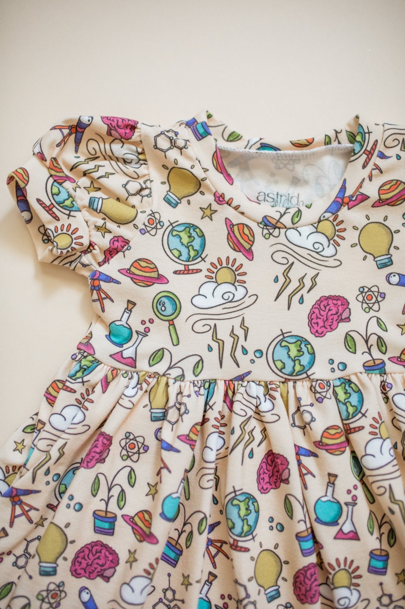 Little Scientist Puff Sleeve Dress - Astrid & Friends