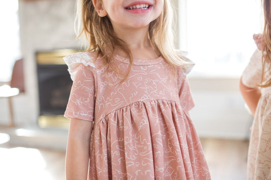 Pink Dino Flutter Dress - Astrid & Friends